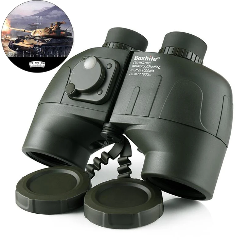 Высокая мощность 10X50 Военный дальномер компас Бинокль Профессиональный водонепроницаемый тактический телескоп LLL ночное видение для армии