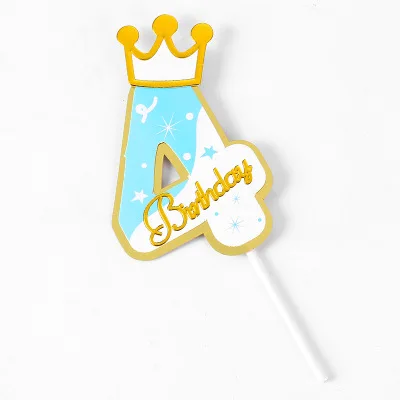 1pcs/Lot Frozen Elsa Anna Princess Cake Cupcake Toppers Cake Flag Girls Birthday Party Decoration Anniversaire Cake Supplies Blue-4