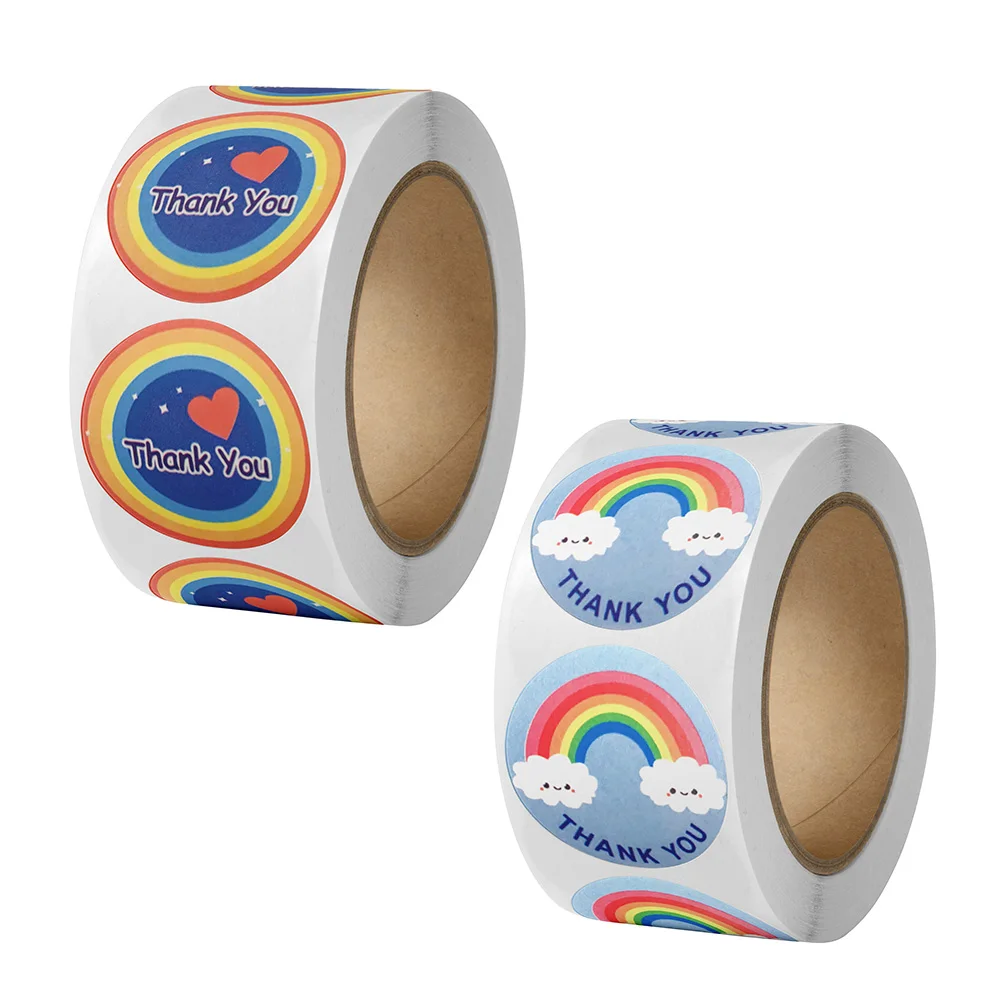 

500pcs Cute Cartoon Rainbow Sticker Scrapbooking for Journal Adhesive Labels Thank You Stickers Gift Box Decoration Stationery