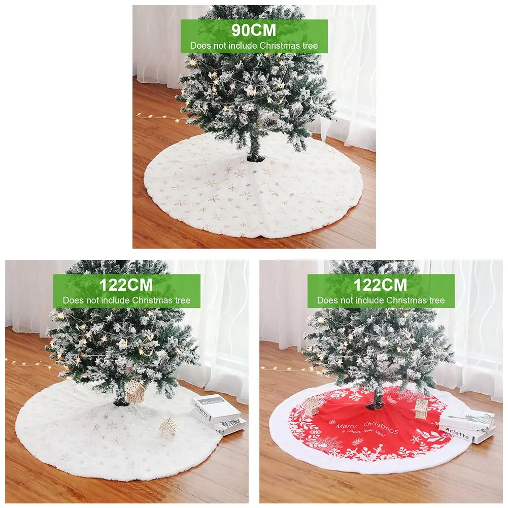 

White Tree Skirt High-grade Plush Sequins Embroidered Christmas Tree Skirt Christmas Tree Decorations
