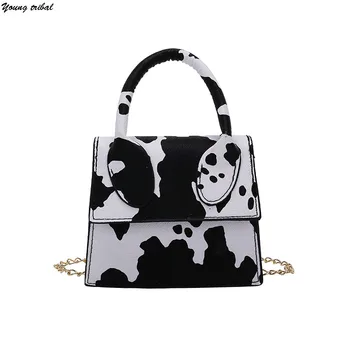 

Mini Crossbody Bags for Women 2020 Leather Cow Print Shouder Cross Body Bag Small Square Sac A Main Female Purses and Hangbags