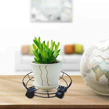 

Round With Casters Movable Rack Storage Bonsai 360 Degree Shelf Stand Iron Garden Wheels Home Flower Pot Tray Plant