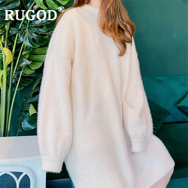 RUGOD, зимний теплый женский свитер, новинка, корейский фонарь, без рукавов, средней длины, ВЯЗАННЫЙ ПУЛОВЕР, Повседневный, ins, утолщенный, шикарный свитер