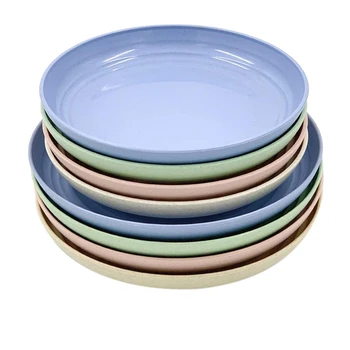 

Lightweight Wheat Straw Dishes Plates Sets,for Kids Children & Adult,for Salad,Pasta,Steak,Fruit,8Pack