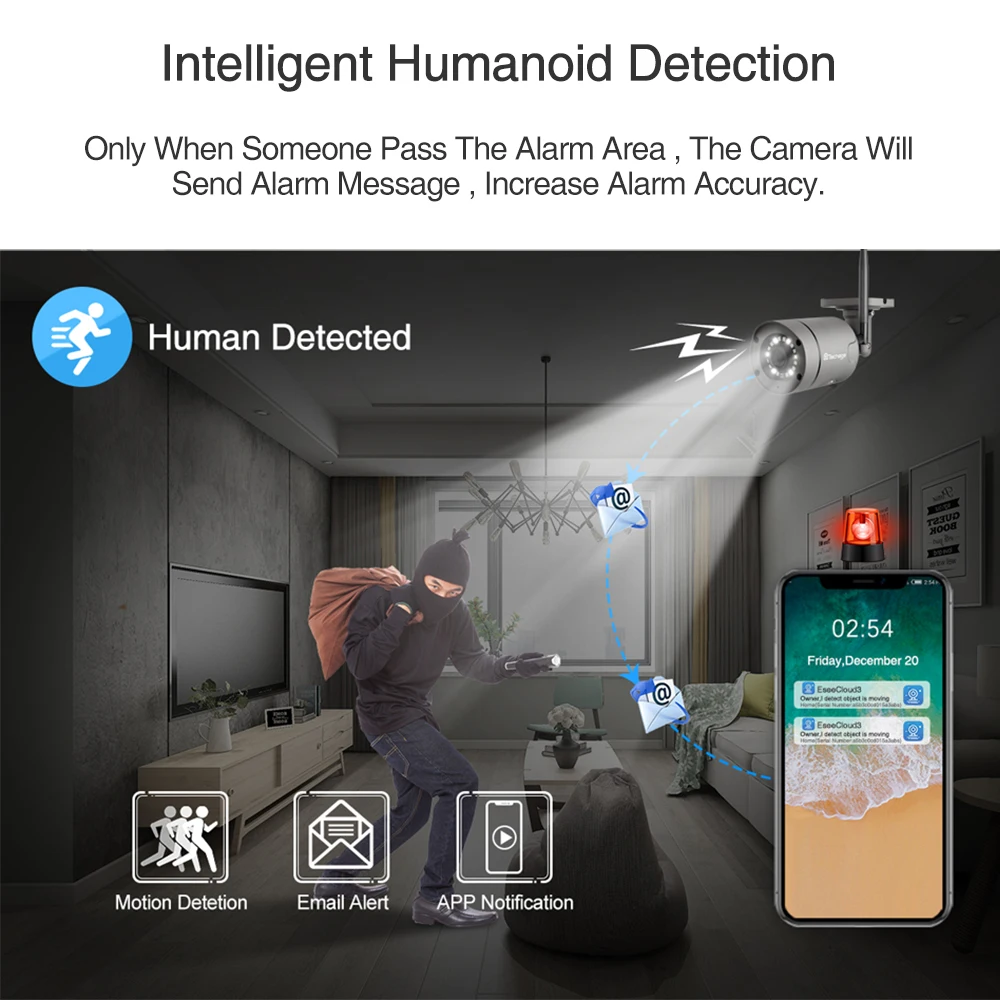 Комплект беспроводных IP камер видеонаблюдения Techage 8 каналов 3 Мп HD Wi Fi уличная ИИ