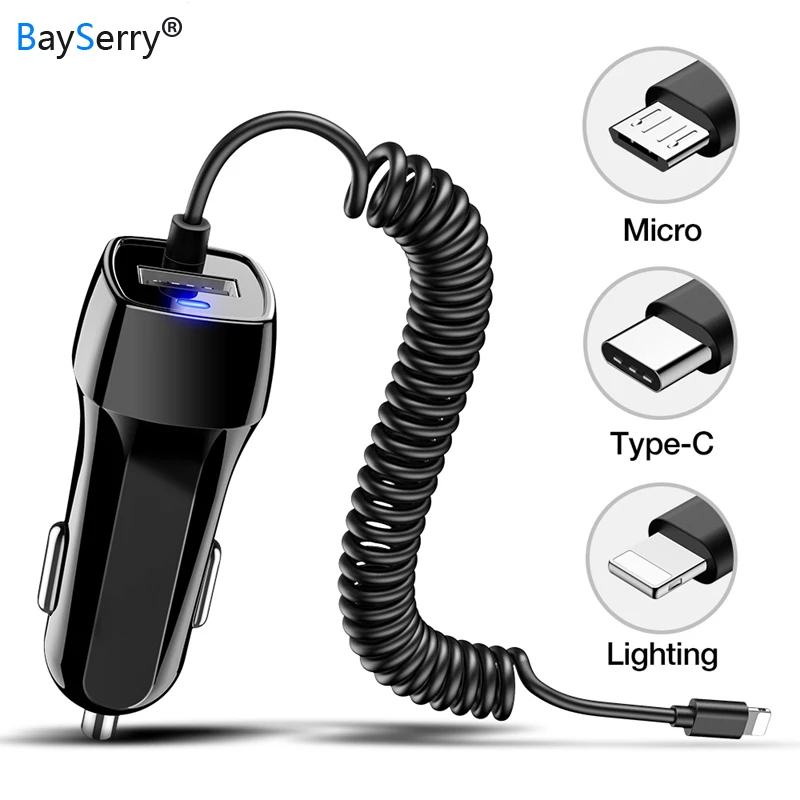 BaySerry к двойному автомобильному зарядному устройству Micro USB 2.1A автомобиля iPhone 11 Pro 8