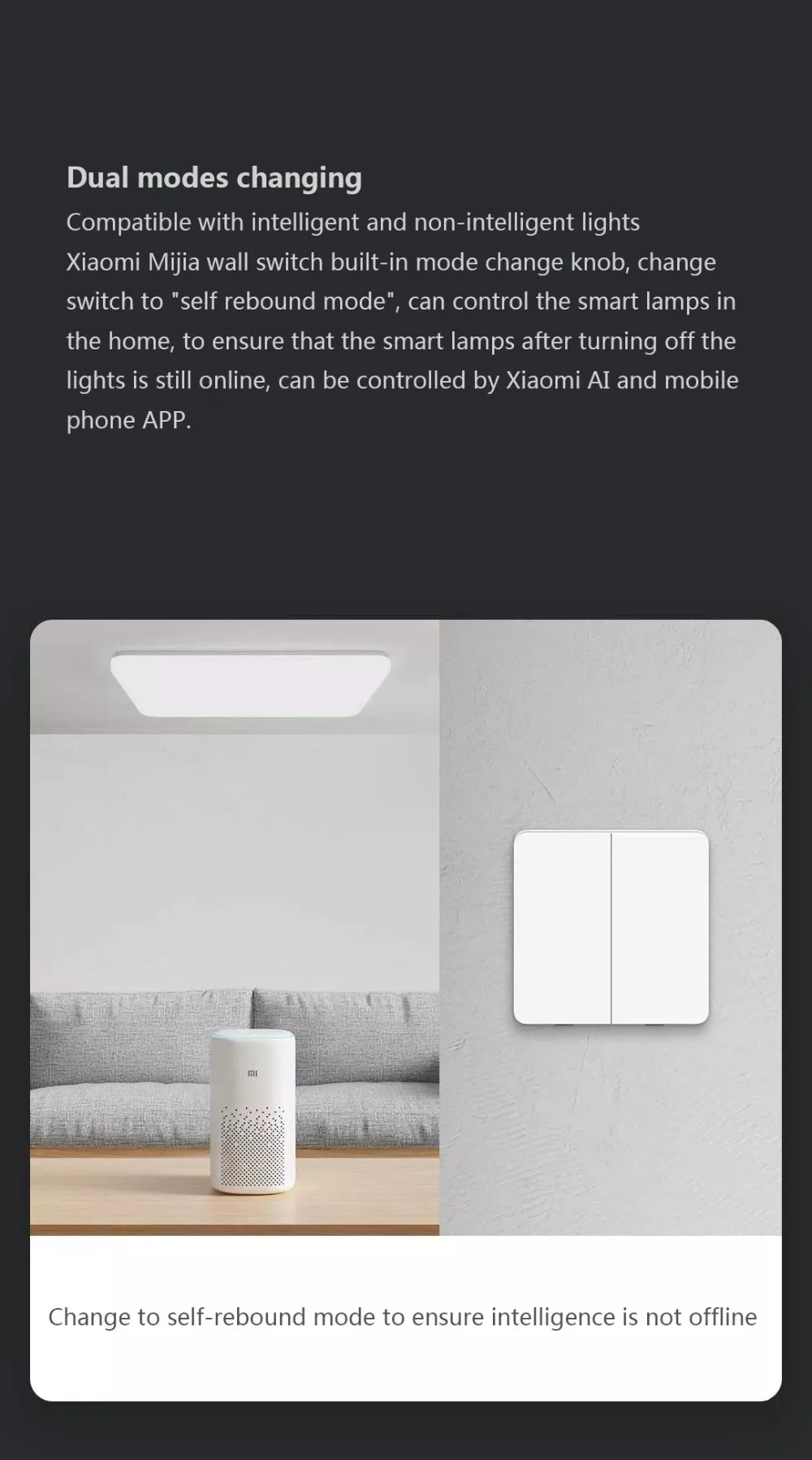 Умный переключатель Xiaomi Mijia, настенный переключатель, одиночный/двойной, открытый, двойной переключатель управления, 2 режима, переключение на интеллектуальную лампу, переключатель освещения