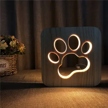 

Wooden LED Night Light Cute Dog Cat Animal 3D Table Lamp USB Powered Home Decoration Wood LED Lighting Birthday Gifts