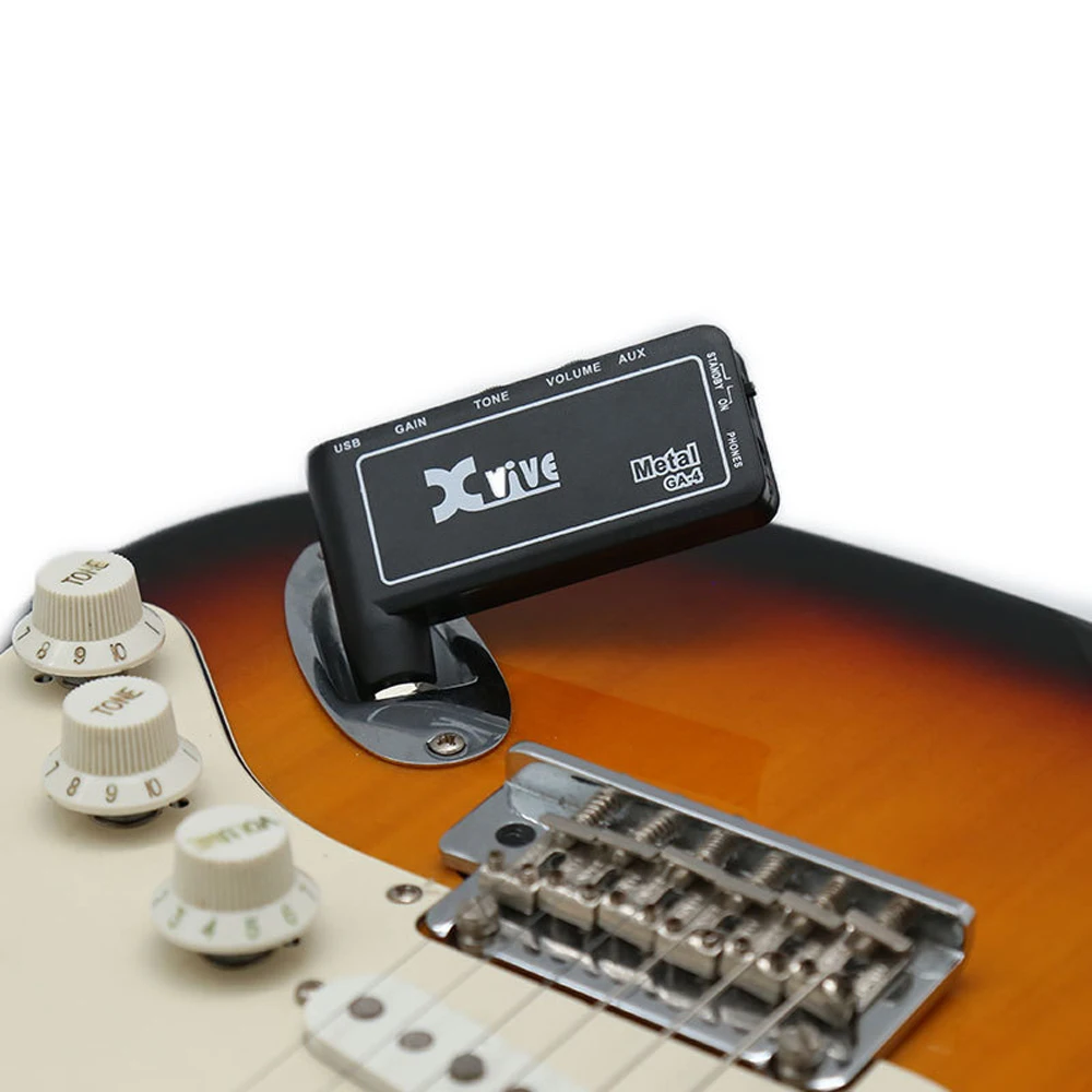 GA4 Metal Mini Portable Guitar Amp Rechargeable Electric Guitar Plug Headphone Amplifier