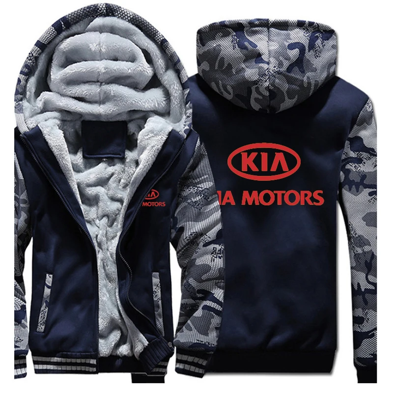 Бренд автомобиля KIA Motors, зимняя мужская куртка с капюшоном на молнии, модный красный принт, уплотненный, на заказ, удобный свитер, пальто - Цвет: 8