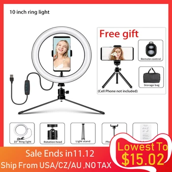 

26cm LED Ring Light Dimmable Selfie Light Table Ring Lamp with Tripod Photography RingLight for TikTok Youtube Vlog Makeup Live