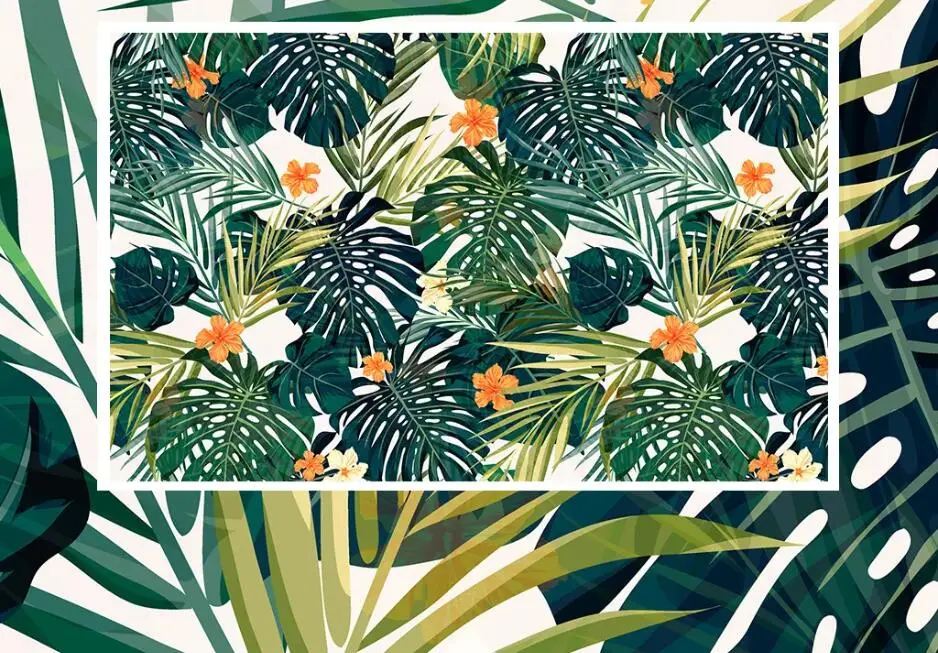 Пользовательские обои 3d papel де parede свежий минималистичный зеленый ручная роспись тропический лес листва ТВ фон обои 3d