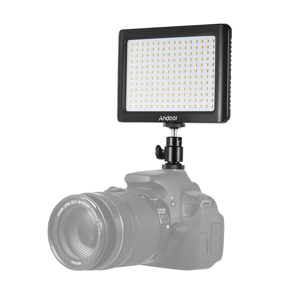 Мини портативный светодиодный светильник Andoer, панельная лампа с регулируемой яркостью для студийной видеосъемки 3200 K/6000 K, 192 шт бусин для видеокамеры Canon Nikon