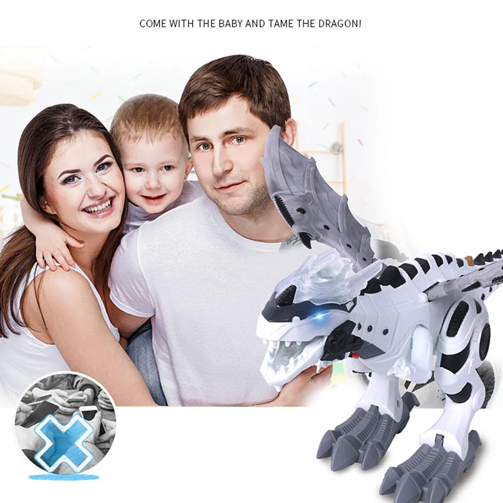 

Movement Walking With Flashing Lights Electronic Kids Mist Spray Multifunctional Dinosaur Toy Robot Model Battery Powered Sounds
