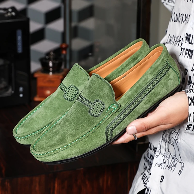 

Casoipra Big Size Men Loafers Suede Shoes Genuine Leather Boat Shoes Luxury Mocassin Homme Slip On Driving Mocasines Hombre