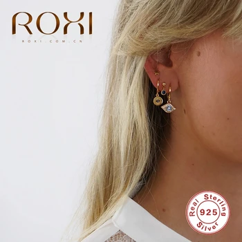 

ROXI Luxury Eye Crystal Personalized Wild Round Hoop Earrings for Women Silver 925 Jewelry Cartilage Pendientes Kolczyki Earing