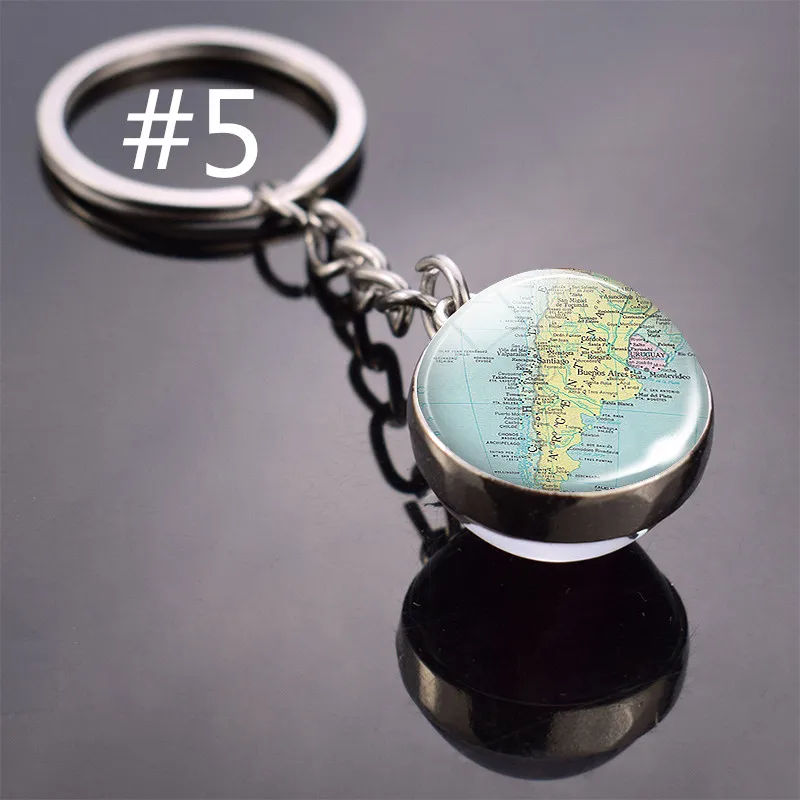 Модный сувенир, брелок для ключей с картой стран Южной Америки, стеклянный шар, Бразилия, Боливия, Аргентина, брелок, ювелирные изделия - Цвет: 5