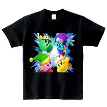 Милая футболка для девочек с изображением Кирби Детские футболки с героями игр Детские летние топы с героями мультфильма «Кирби», «звездные друзья», одежда для маленьких девочек на лето, От 3 до 9 лет