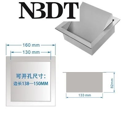 Square 160mm 304 нержавеющая сталь квадратная круглая Встроенная капля в столешнице скамья верхние отходы мусор желоб для мусора откидная верхняя крышка для отеля - Цвет: Square 160mm