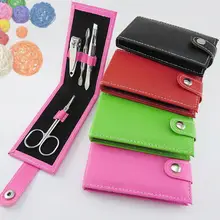 4 in 1 Mini Nail Manicure Tool Set High Carbon Steel Nail Care Kits Nail Clippers Scissors File Tweezers PVC Bag Case 4pcs/set