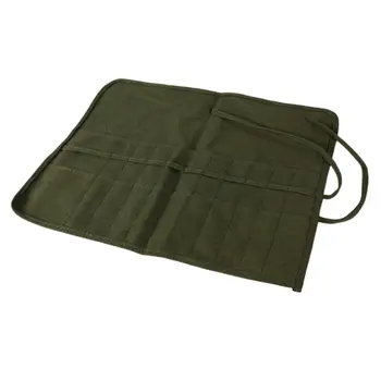 

High Grade Canvas Gouache Pen Curtain Oil Painting Pen Bag Gouache Bag Double Layer Roll Up Bag Folk Style Army Green