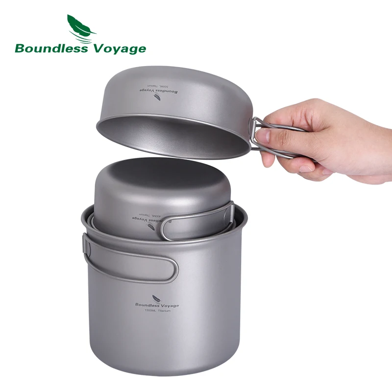 Camping Cookware Set Titanium Pot Pan Mug