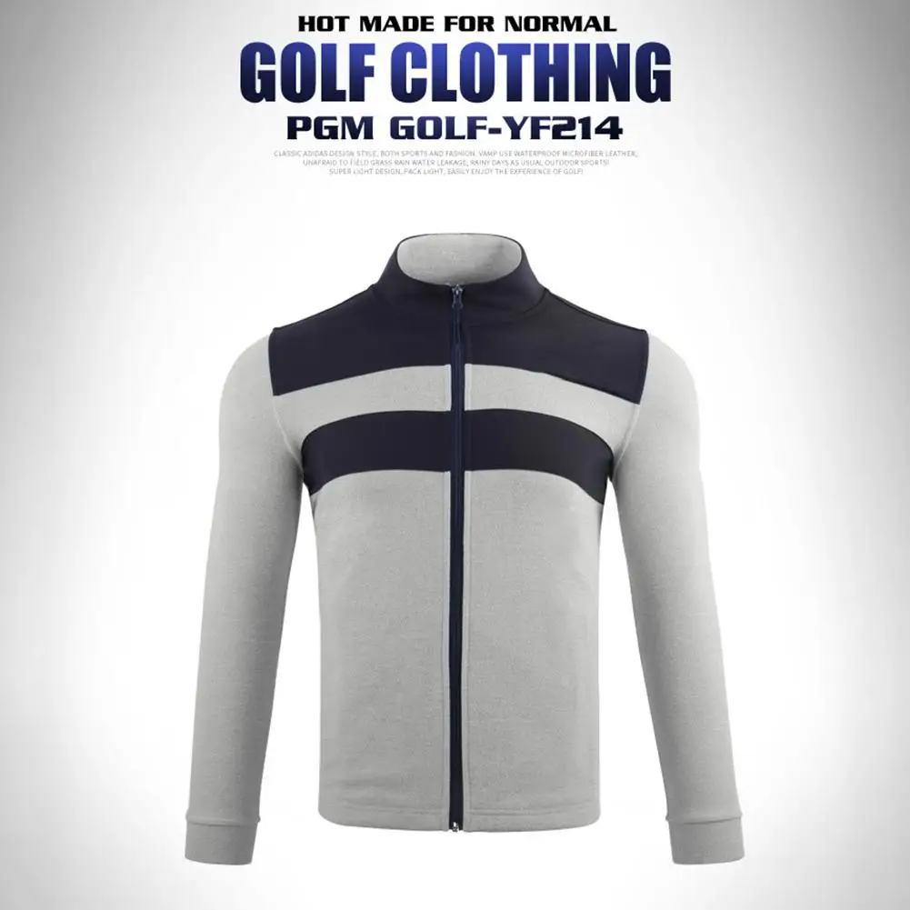 Одежда для гольфа; сезон осень-зима; куртка с длинными рукавами; теплая трикотажная одежда на молнии; воротник; дизайн; гладкое шитье; сохраняющее тепло; эластичные манжеты - Цвет: gray