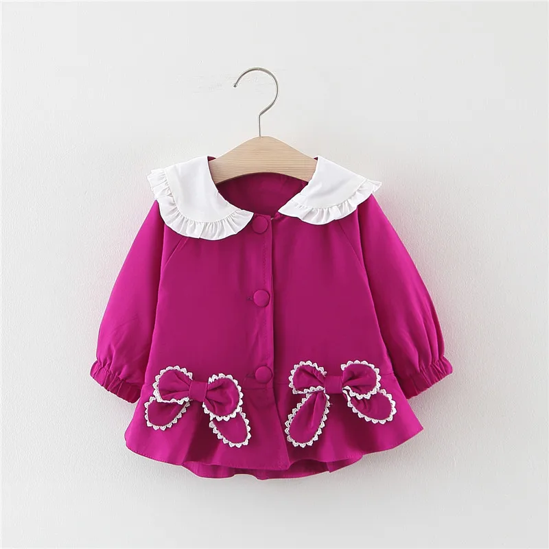 Spring Autumn Girls Windbreaker Coat Baby Girls Rabbit Ear Outwear Kids Clothes Children's Bow Coats Jacket Clothing