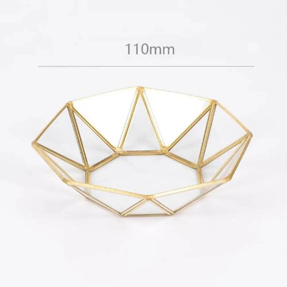 Octagonal Латунные лотки для хранения из полигонового стекла, органайзер для макияжа, настольный лоток для хранения, коробка для десерта, тарелка для закусок, подставка для ювелирных изделий - Цвет: Octagonal