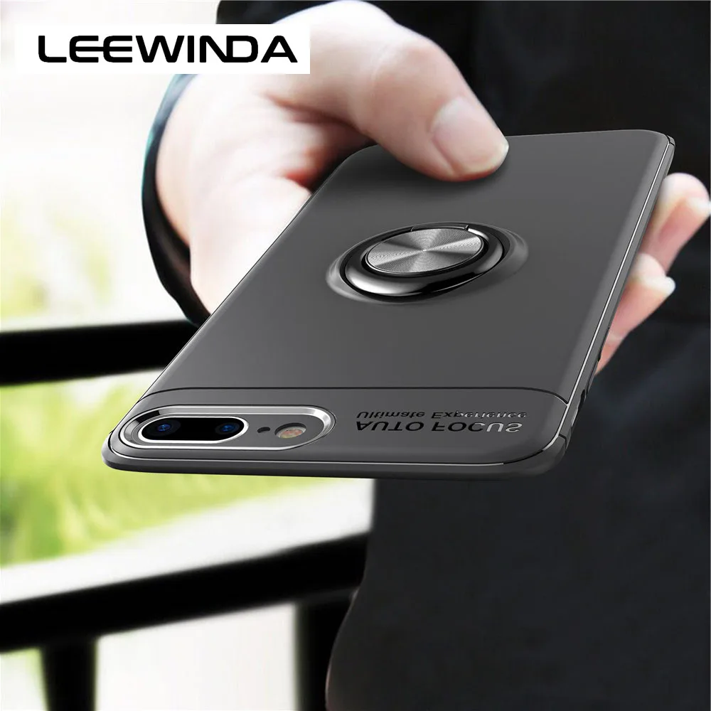 

Voor iPhone 6 6s 7 8 Plus X Xs Max XR Case Kleurrijke Metalen Magnetische Ring Houder Zachte Siliconen TPU Luxe Cover voor iPhon