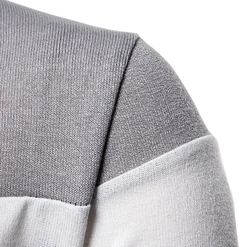PUIMENTIUA New Men's Knitted Sweater Casual Patchwork Jacket Three-color Stitching Deep V Cardigan Men's Knitted Sweater