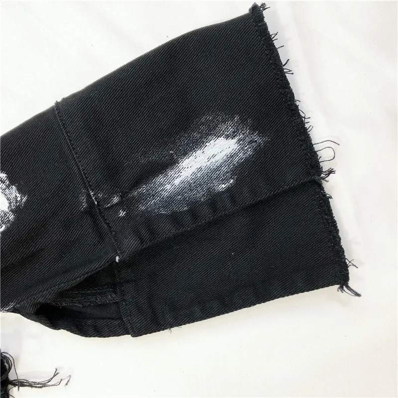 Chaquetas Mujer Свободная джинсовая куртка для женщин граффити Пальто черное винтажное пальто BF куртка-бомбер джинсовое пальто для женщин оверсайз