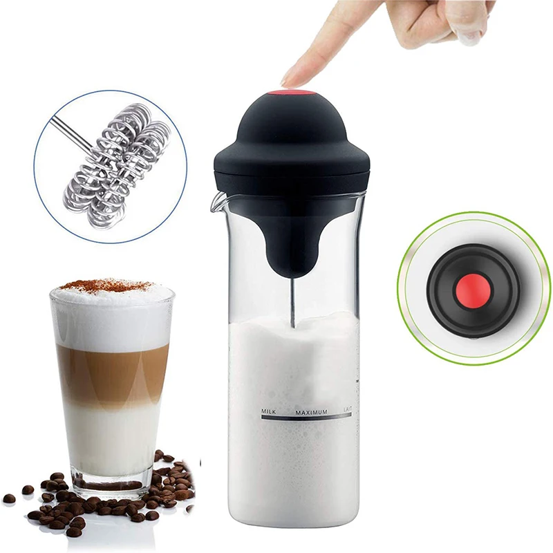 Milk Frother Battery Operated, Stainless Steel Milk Frothers Handheld Foam Maker Travel Kitchen Coffee Frother Wand for Coffee Lattes Cappuccino