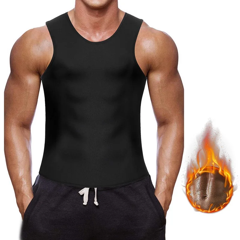 Puimentiua мужской неопреновый жилет для похудения, тренировочный жилет для сауны, компрессионный жилет для коррекции фигуры, тренировочная рубашка - Цвет: black