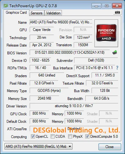 Оригинальная видеокарта FirePro M6000 Vedio GDDR5 2G CN-0FHC4H 216-0835033 для Dell M4600 M4700 M6600 M6700 отлично работает
