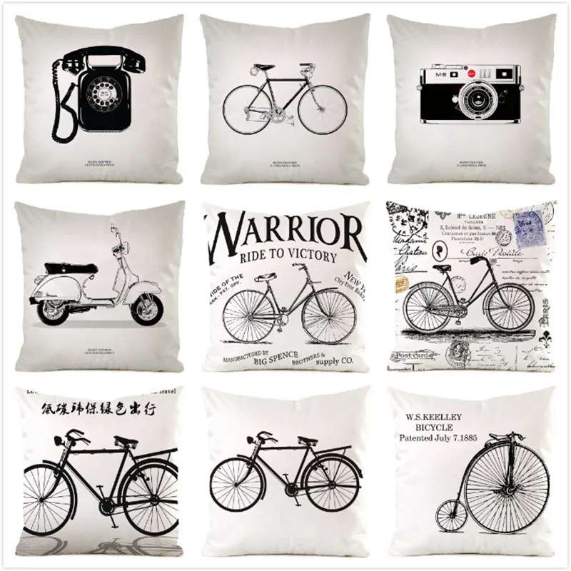 

45cm*45cm Bicycle Inimitated Silk Fabric Throw Pillow Covers Couch Cushion Cover Home Decorative Pillows Pillow Case