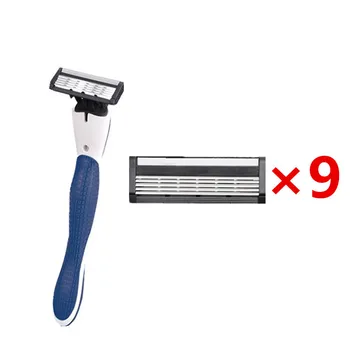 

1pcs Holder 9 Pcs Blades Men Disposable Razor 5 Layer Shaver Razor Blade Replaceable Blade for Men Hair Removal Shaving Blade