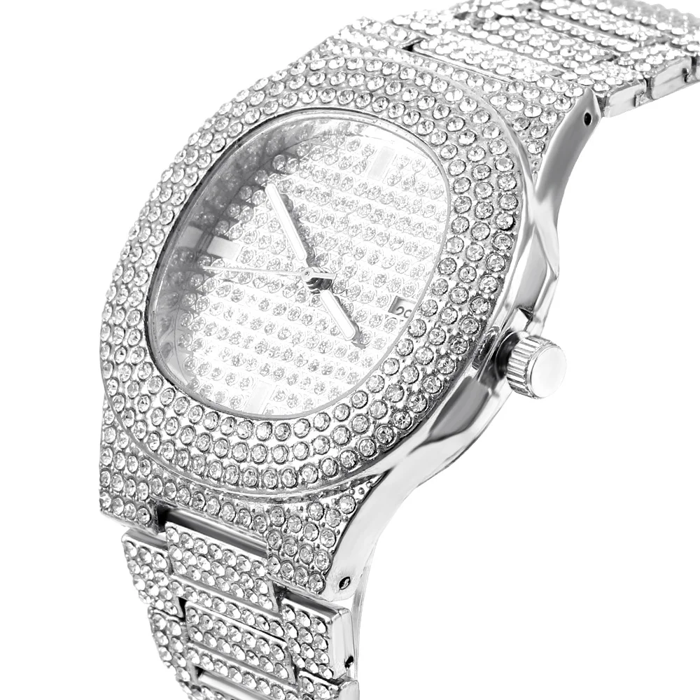 2022 Orologi HIP HOP al quarzo con diamanti ghiacciati di marca 2022 con orologio in acciaio inossidabile Micropave CZ per uomo Orologio relogio_voghion.com