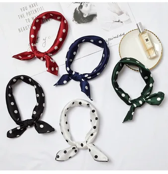 

Summer New Fashion Elegant Women Square Silk Feel Satin Scarf Skinny Retro Head Neck Small Vintage Hair Tie Band For Women Girl