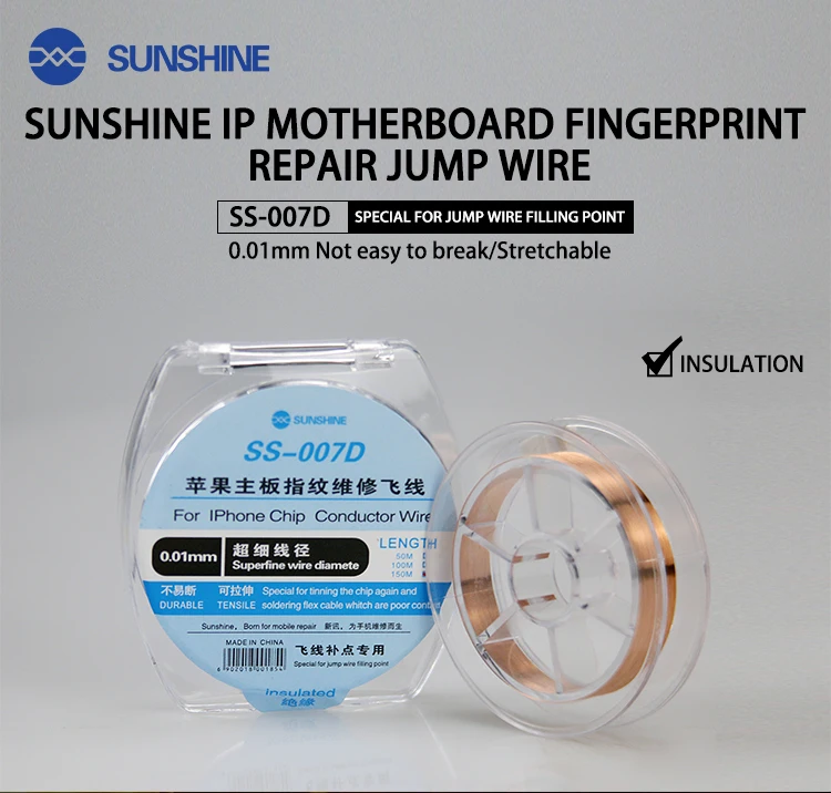 SUNSHINE SS-007 007D Flying Line Jump Wire 0.007mm 0.01mm For Mobile Phone CPU Fingerprint Touch Dedicated Repair Line SS-051