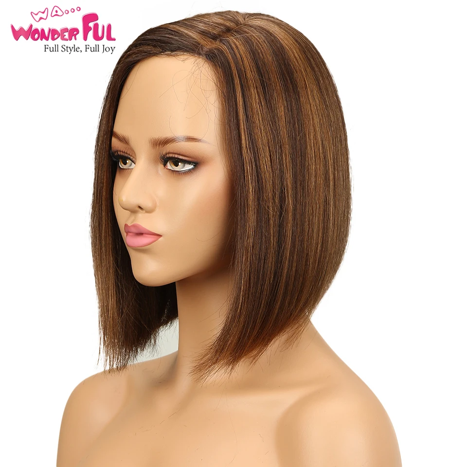 Human Hair Wig Ombre Short Bob Wig Remy Brazilian Straight Hair 150% Density Ombre Color Human Hair Wigs For Women