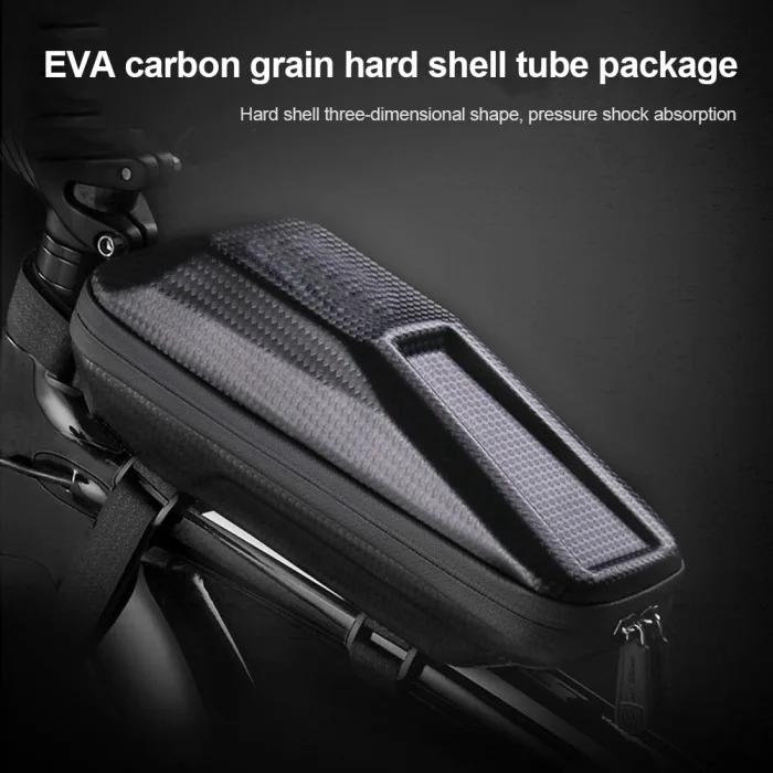 Excellent Newly Bike Front Beam Bag Waterproof EVA Wear-resistant Carbon Pattern Bicycle Bag 2