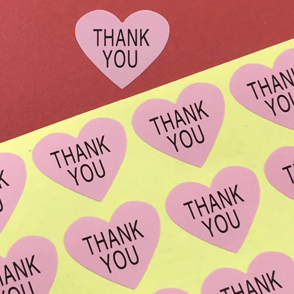 

2000pcs Thank you Labels Pink Heart Sticker Sticker Labels Baking Sealing Label Stickers Self-Adhesive Labels For box/gift/tip