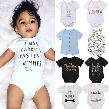 

2020 Summer Baby Bodysuit Infant Newborn Baby Boy Girl Cloths Cotton Bodysuits Short Jumpsuit White Black Gray Outfit 0-24M Lots