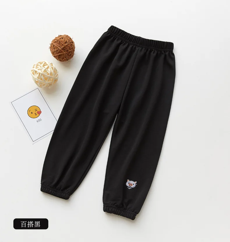 Summer Children Anti Mosquito Pants Korean-style Men And Women Children Cute Embroidered Piggy Air Conditioner Pants CHILD