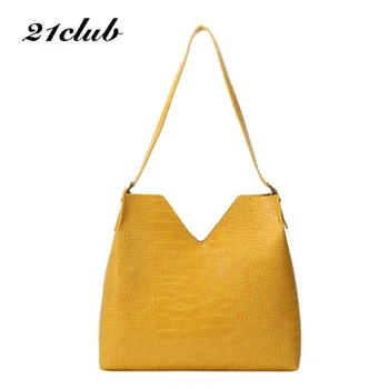 

21CLUB Brand Fashion Large capacity Solid Color Simple Ladies Totes Shopping Party Casual Purse Women Shoulder Messenger Bags