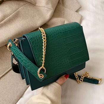 

Crocodile Female Handbag Designer Golden Chains Crossbody Bags For Women 2020 High Quality PU Leather Shoulder Messenger Bag sac