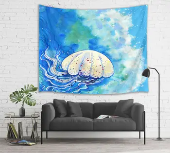 

Watercolor Painting Sea Life Jelly Fish Tapestry Wall Hanging Living Room Dorm