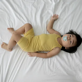 

2020 2PCS Newborn Baby Girl Boy Clothes Solid Sleeveless Vest Tops+Shorts Pants Summer Ribbed Pajamas Sets Outfit 0-6 Years