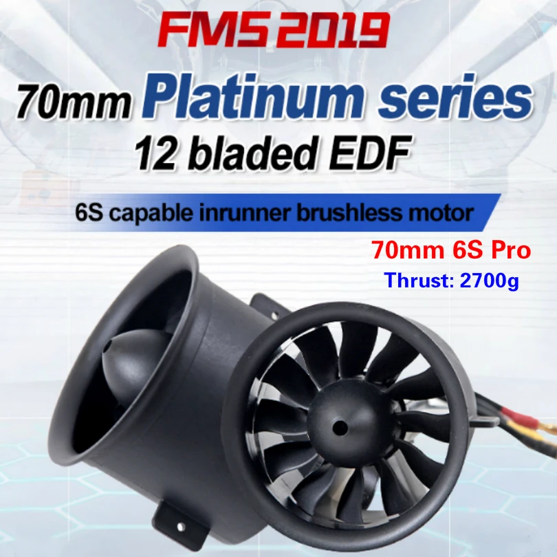 Kaufen FMS 70mm Impeller EDF Jet 12 Klingen Mit 3060 KV1900 Motor 6S Pro RC Flugzeug Flugzeug Flugzeug motor Power System 2700g Schub